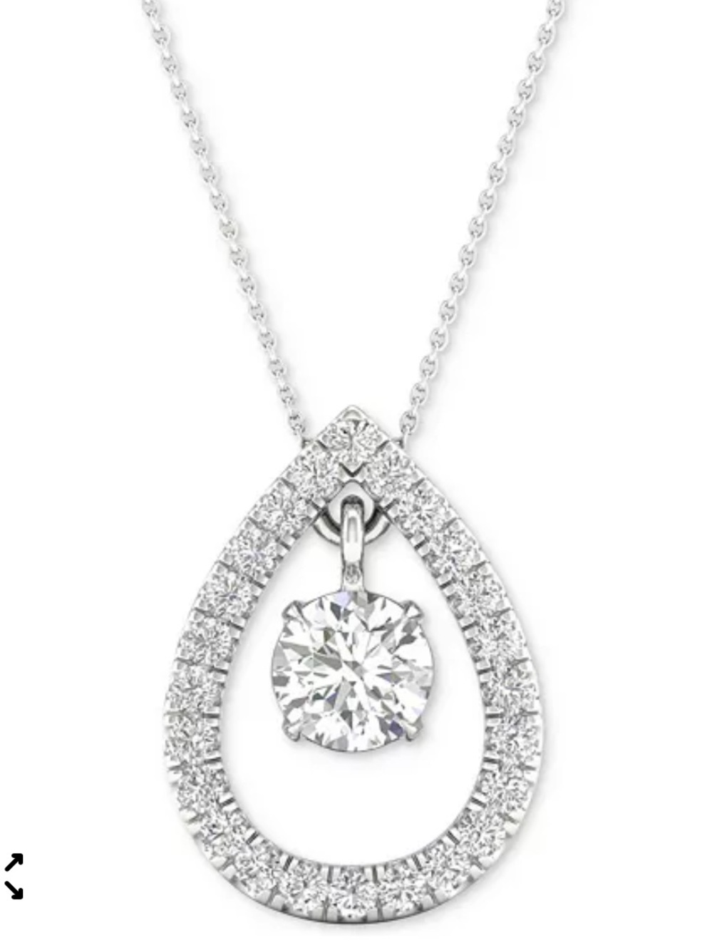 Diamond Orbital Halo Teardrop Pendant Necklace in 14k White Gold